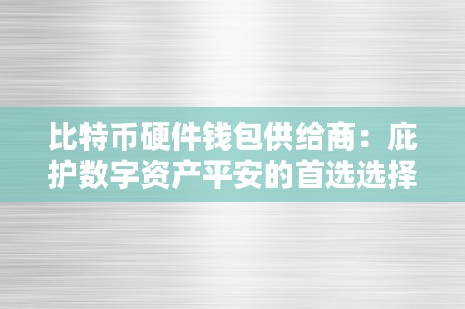 比特币硬件钱包供给商：庇护数字资产平安的首选选择