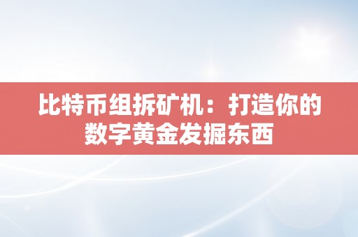 比特币组拆矿机：打造你的数字黄金发掘东西