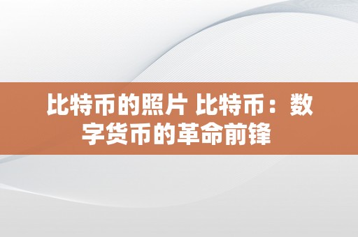 比特币的照片 比特币：数字货币的革命前锋 