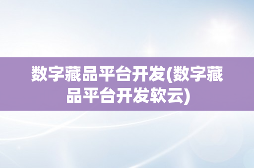 数字藏品平台开发(数字藏品平台开发软云)