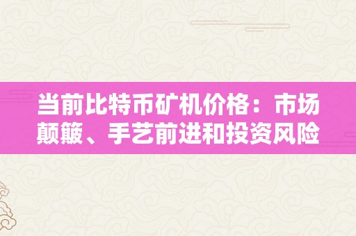 当前比特币矿机价格：市场颠簸、手艺前进和投资风险