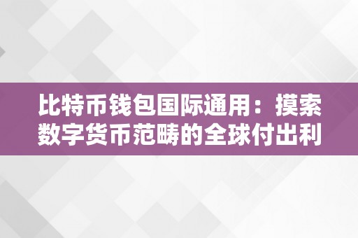 比特币钱包国际通用：摸索数字货币范畴的全球付出利器