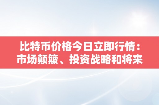 比特币价格今日立即行情：市场颠簸、投资战略和将来走势阐发