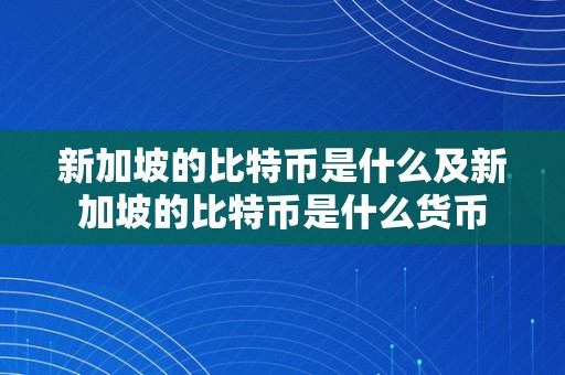 新加坡的比特币是什么及新加坡的比特币是什么货币