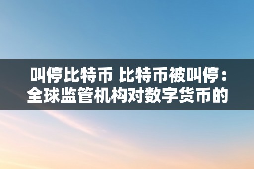 叫停比特币 比特币被叫停：全球监管机构对数字货币的担忧和决策影响 比特币被叫停