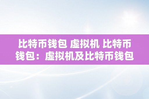 比特币钱包 虚拟机 比特币钱包：虚拟机及比特币钱包虚拟机下载指南 比特币钱包 虚拟机下载