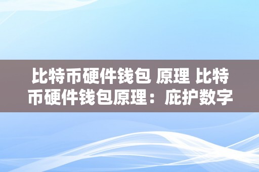 比特币硬件钱包 原理 比特币硬件钱包原理：庇护数字资产的更佳选择 比特币硬件钱包原理