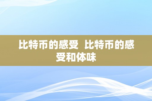 比特币的感受  比特币的感受和体味