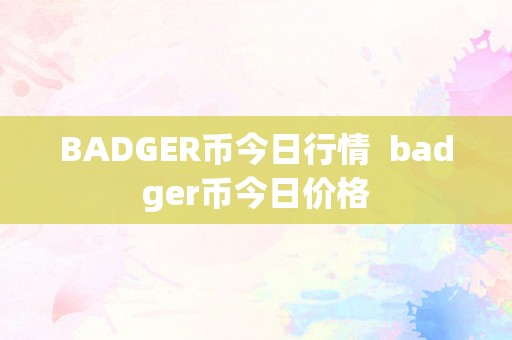 BADGER币今日行情  badger币今日价格