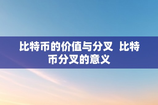 比特币的价值与分叉  比特币分叉的意义