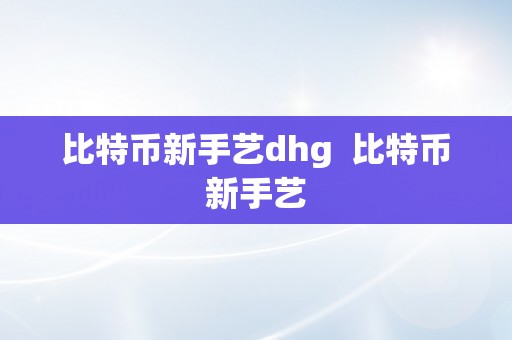 比特币新手艺dhg  比特币新手艺