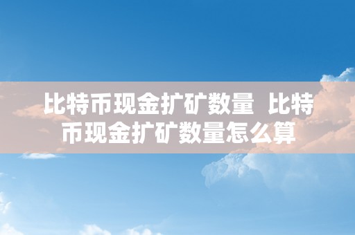 比特币现金扩矿数量  比特币现金扩矿数量怎么算