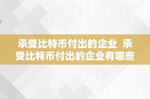 承受比特币付出的企业  承受比特币付出的企业有哪些