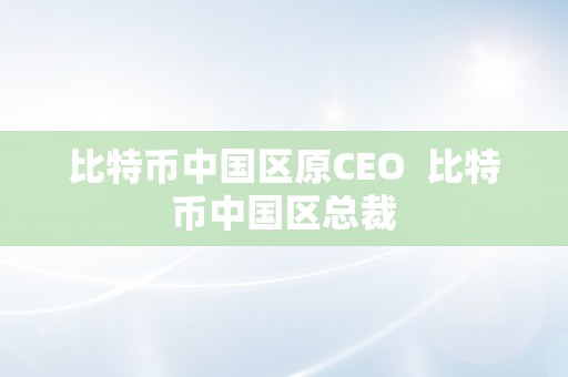 比特币中国区原CEO  比特币中国区总裁