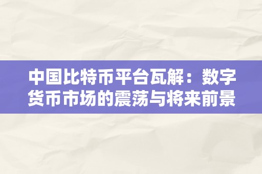 中国比特币平台瓦解：数字货币市场的震荡与将来前景