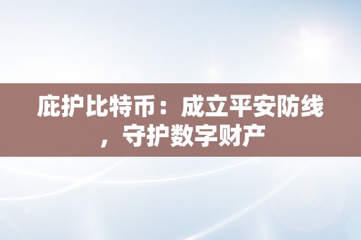 庇护比特币：成立平安防线，守护数字财产