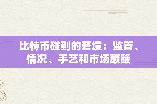 比特币碰到的窘境：监管、情况、手艺和市场颠簸