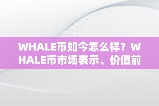 WHALE币如今怎么样？WHALE币市场表示、价值前景和将来开展阐发