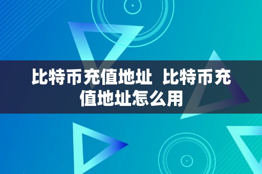 比特币充值地址  比特币充值地址怎么用