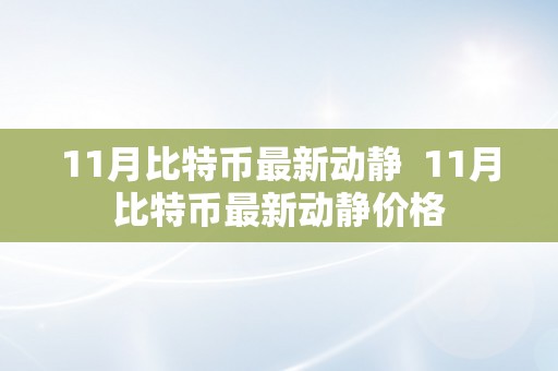 11月比特币最新动静  11月比特币最新动静价格