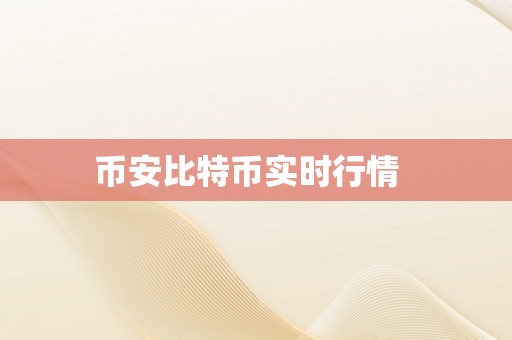 币安比特币实时行情  