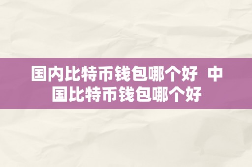 国内比特币钱包哪个好  中国比特币钱包哪个好