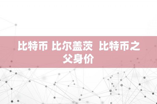 比特币 比尔盖茨  比特币之父身价