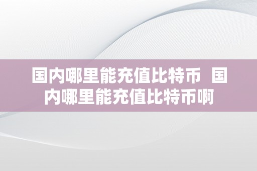 国内哪里能充值比特币  国内哪里能充值比特币啊