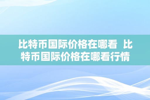 比特币国际价格在哪看  比特币国际价格在哪看行情