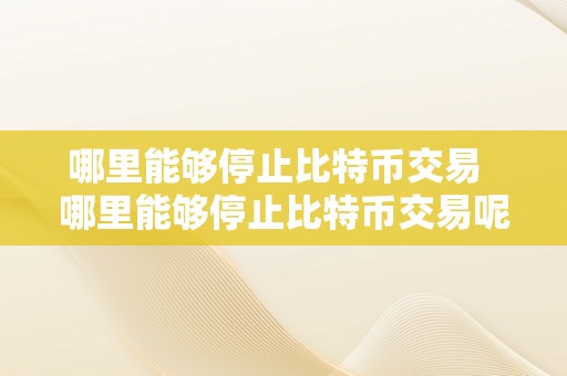 哪里能够停止比特币交易  哪里能够停止比特币交易呢