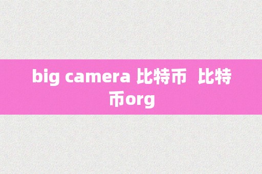 big camera 比特币  比特币org