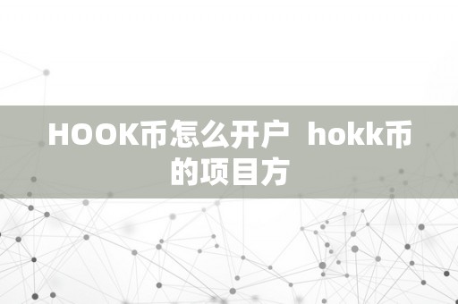 HOOK币怎么开户  hokk币的项目方