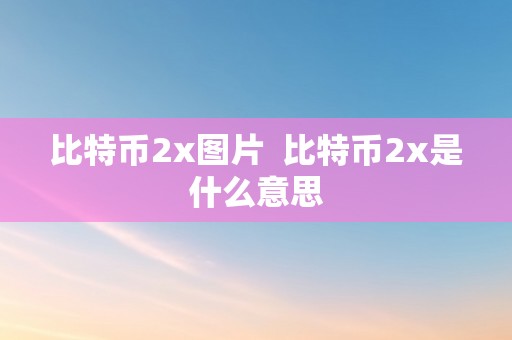 比特币2x图片  比特币2x是什么意思