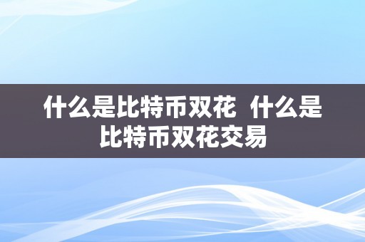 什么是比特币双花  什么是比特币双花交易