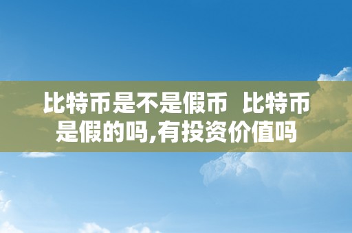 比特币是不是假币  比特币是假的吗,有投资价值吗