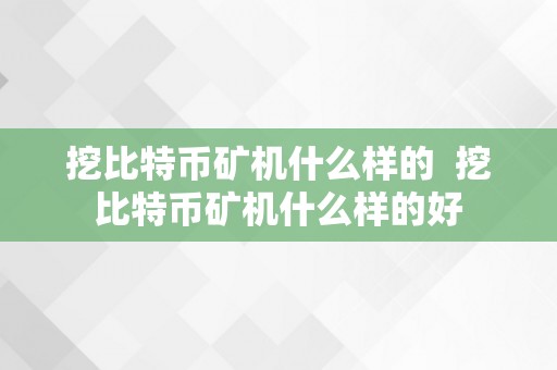 挖比特币矿机什么样的  挖比特币矿机什么样的好