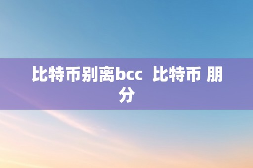 比特币别离bcc  比特币 朋分