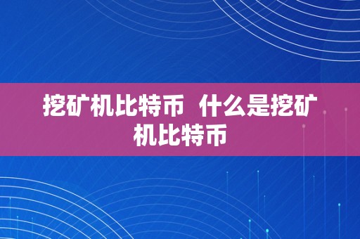 挖矿机比特币  什么是挖矿机比特币