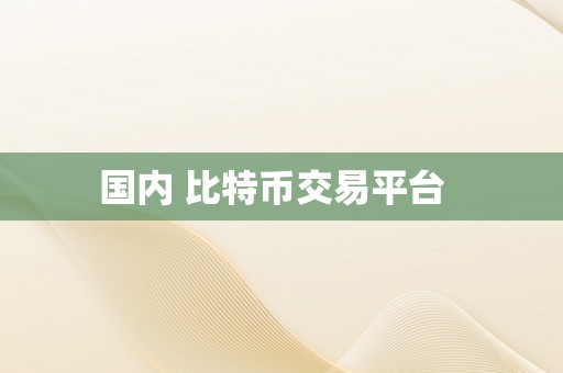 国内 比特币交易平台  