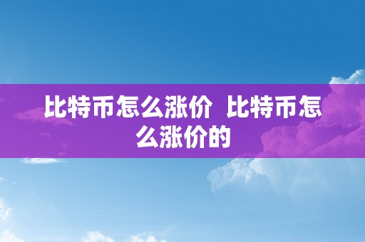 比特币怎么涨价  比特币怎么涨价的