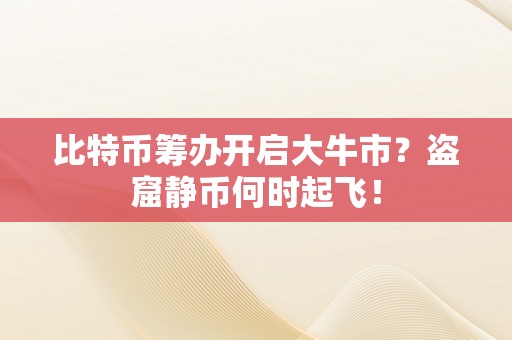 比特币筹办开启大牛市？盗窟静币何时起飞！