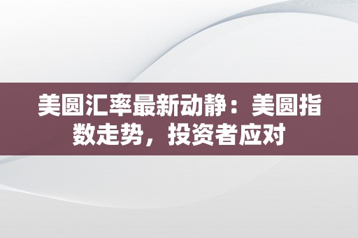 美圆汇率最新动静：美圆指数走势，投资者应对