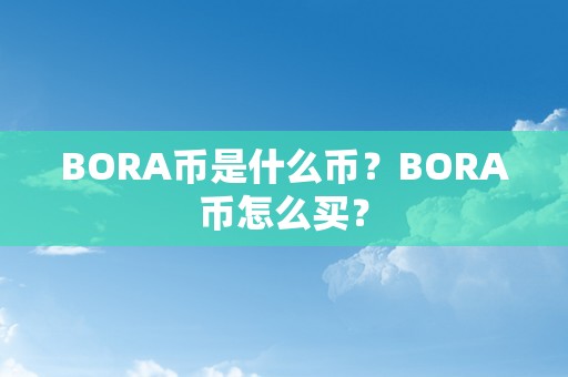 BORA币是什么币？BORA币怎么买？