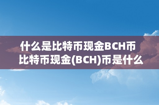 什么是比特币现金BCH币  比特币现金(BCH)币是什么？领会比特币现金的特点、开展过程和将来前景