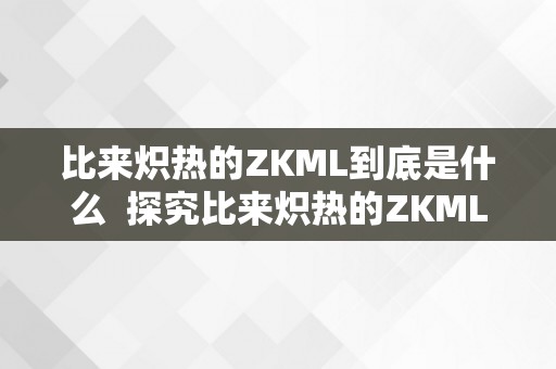 比来炽热的ZKML到底是什么  探究比来炽热的ZKML到底是什么