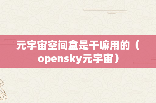 元宇宙空间盒是干嘛用的（opensky元宇宙）