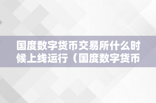 国度数字货币交易所什么时候上线运行（国度数字货币交易所什么时候上线运行的）