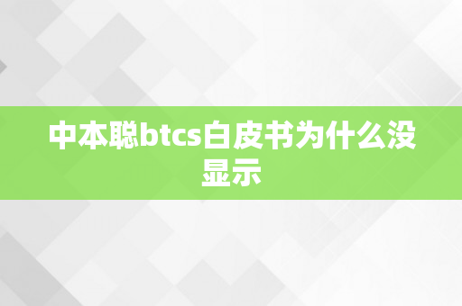 中本聪btcs白皮书为什么没显示