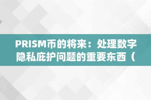 PRISM币的将来：处理数字隐私庇护问题的重要东西（prs数字货币）