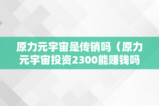 原力元宇宙是传销吗（原力元宇宙投资2300能赚钱吗）